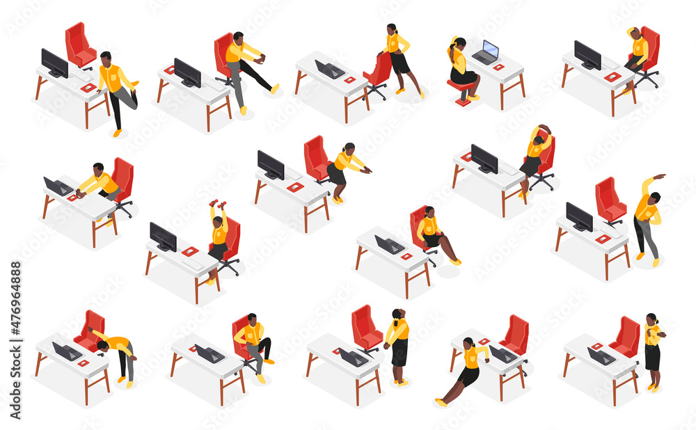 Office Stretches Isometric Set Office Stretches Isometric Set