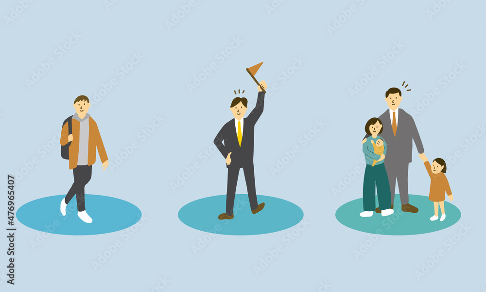 男性のライフステージの変化イラスト Stock Vector Adobe Stock