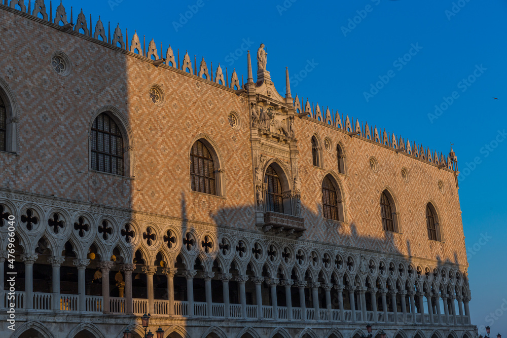 Doge's Palace on San Marco square early in the morning, Venice, Italy