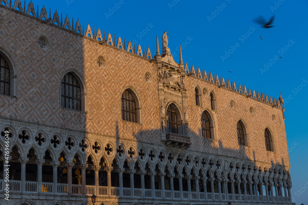 Doge's Palace on San Marco square early in the morning, Venice, Italy