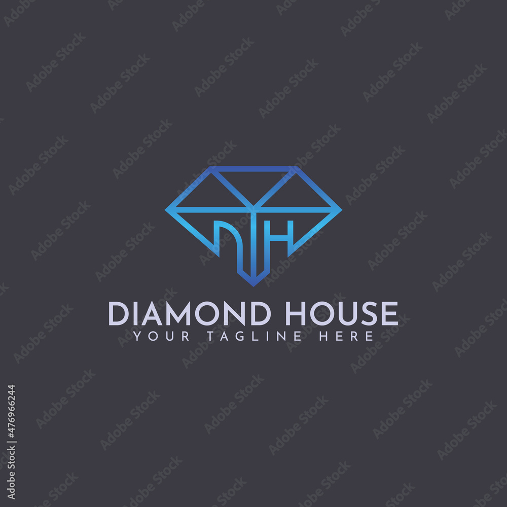 Vector DH Letter logo template with diamond and house, Perfect to use for construction, Real Estate and Mortgage. Vector DH Letter logo template with diamond and house, Perfect to use for construction, Real Estate and Mortgage.