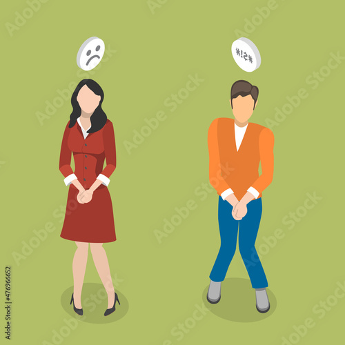 3D Isometric Flat Vector Conceptual Illustration of Urinary Urgency, Bladder Diseases or Urinary Incontinence