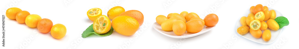 Group of kumquats on a white background clipping path Group of kumquats on a white background clipping path