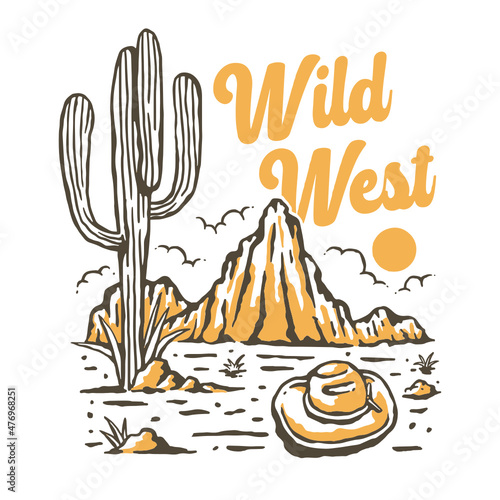wild west vintage illustration