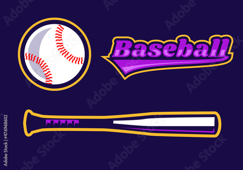 Set of baseball sport illustration