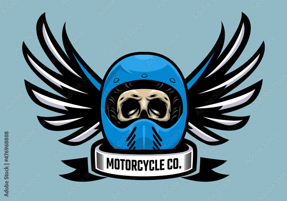 Racer skull in winged helmet. Skull biker with wing. Motorcycle company. Racer skull in winged helmet. Skull biker with wing. Motorcycle company.