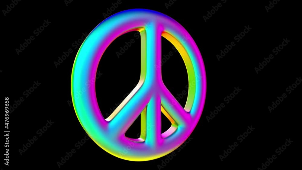 Colorful peace sign rotation looped with alpha channel. Colorful peace sign rotation looped with alpha channel.