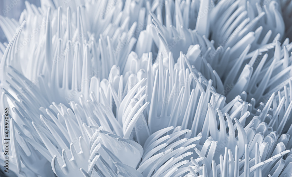 Obraz premium white plastic fork for background or texture