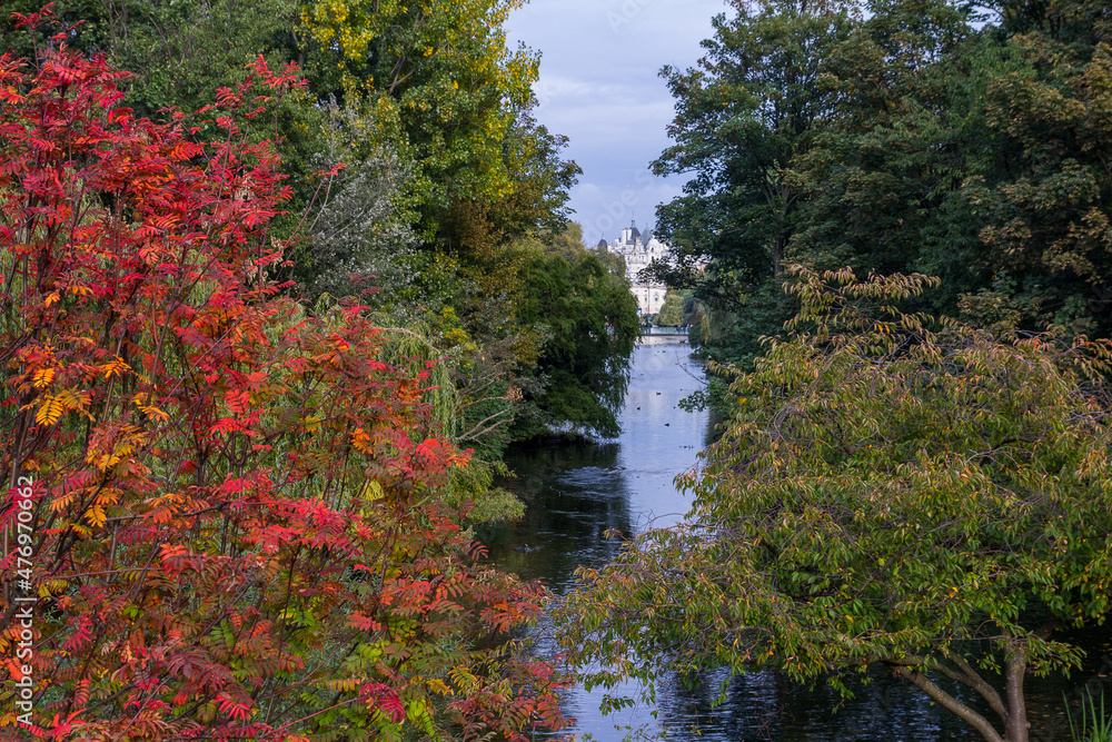 St James's Park London UK, with trees and lake St James's Park London UK, with trees and lake