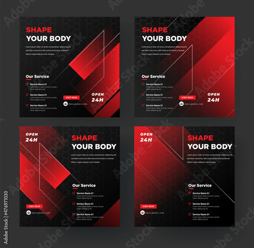 Social media banner gym fitness vector template
