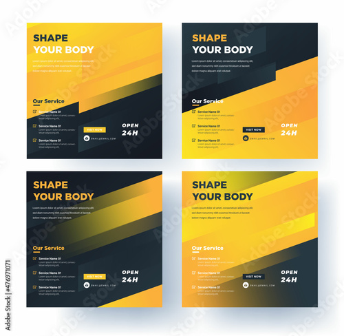 Social media banner gym fitness vector template