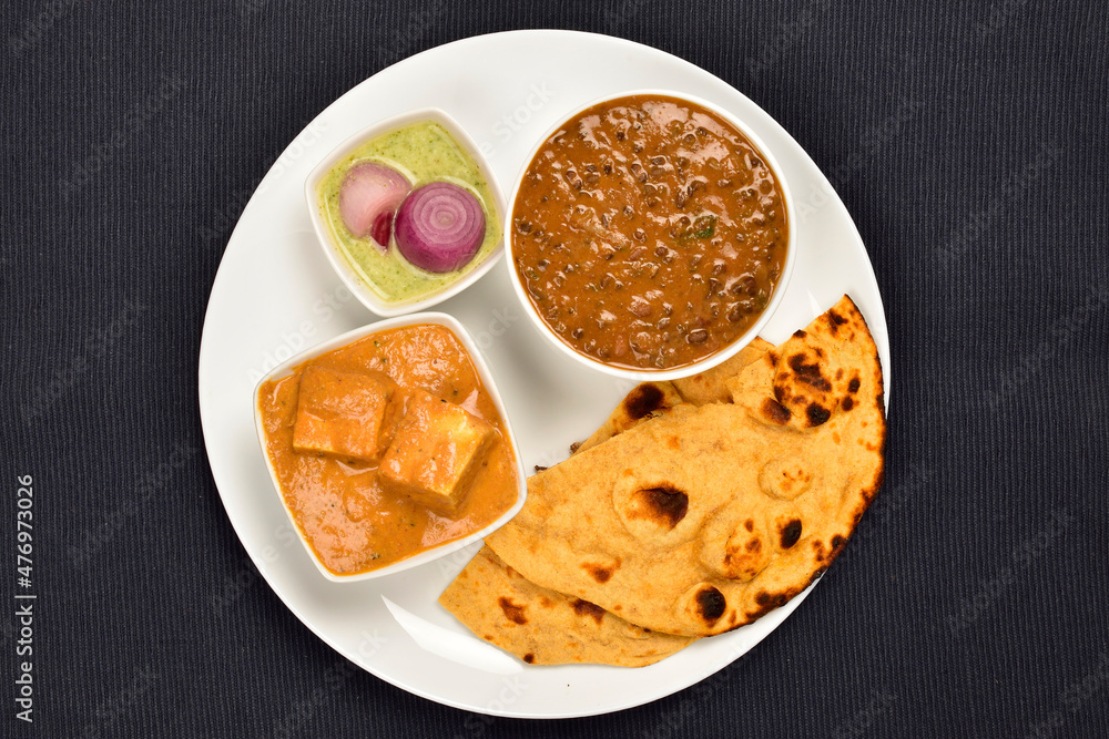 Pyaz Roti Ghost Real Shahi Paneer and Dal Makhani Served with Missi Roti and Chutney Pyaz ...