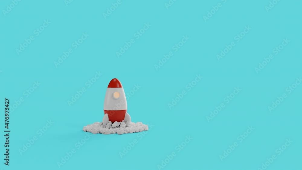 Cartoon rocket launch up to the sky. Concept of new business start up. 3D rendering. Cartoon rocket launch up to the sky. Concept of new business start up. 3D rendering.