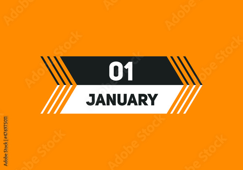 January 01 text calendar reminder. 1st january daily calendar icon vector. 