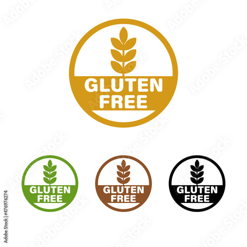 Gluten-free in the logo design of organic healthy foods isolated on white. Dough without harmful substances vector illustration in flat style with wheat logo and text photo