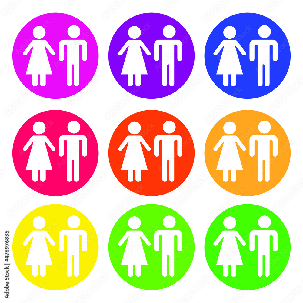 Man and woman icon isolated in white background. Male female sign. Flat vector icons.
Man and woman icon isolated in white background. Male female sign. Flat vector icons.