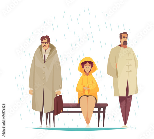 Sad Rain People Composition