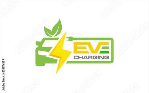 Illustration vector graphic of modern electric charging car Logo Design template