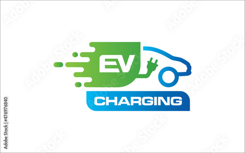 Illustration vector graphic of modern electric charging car Logo Design template