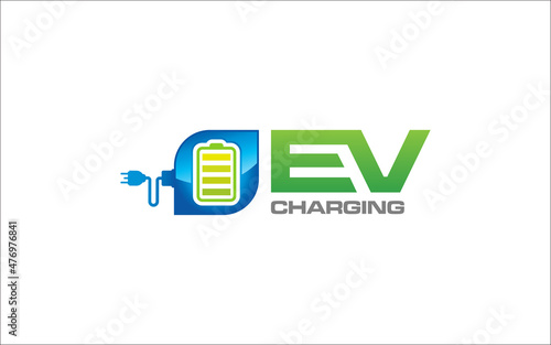 Illustration vector graphic of modern electric charging car Logo Design template