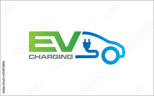 Illustration vector graphic of modern electric charging car Logo Design template
