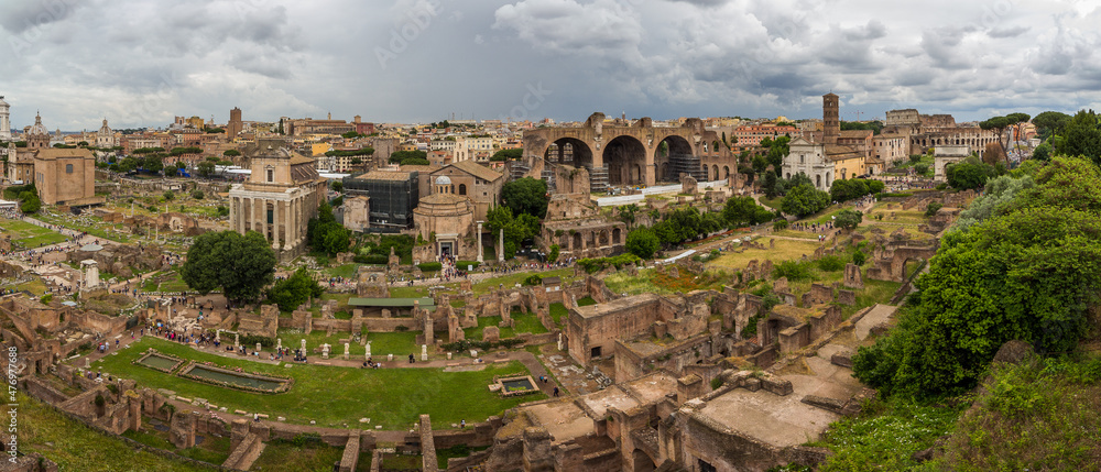 Ruins of Forum Romanum on Capitolium hill in Rome