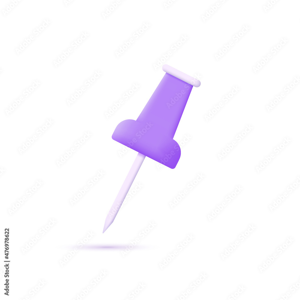 3d icon push pin isolated on white background. Trendy vector in 3d style. 3d icon push pin isolated on white background. Trendy vector in 3d style.