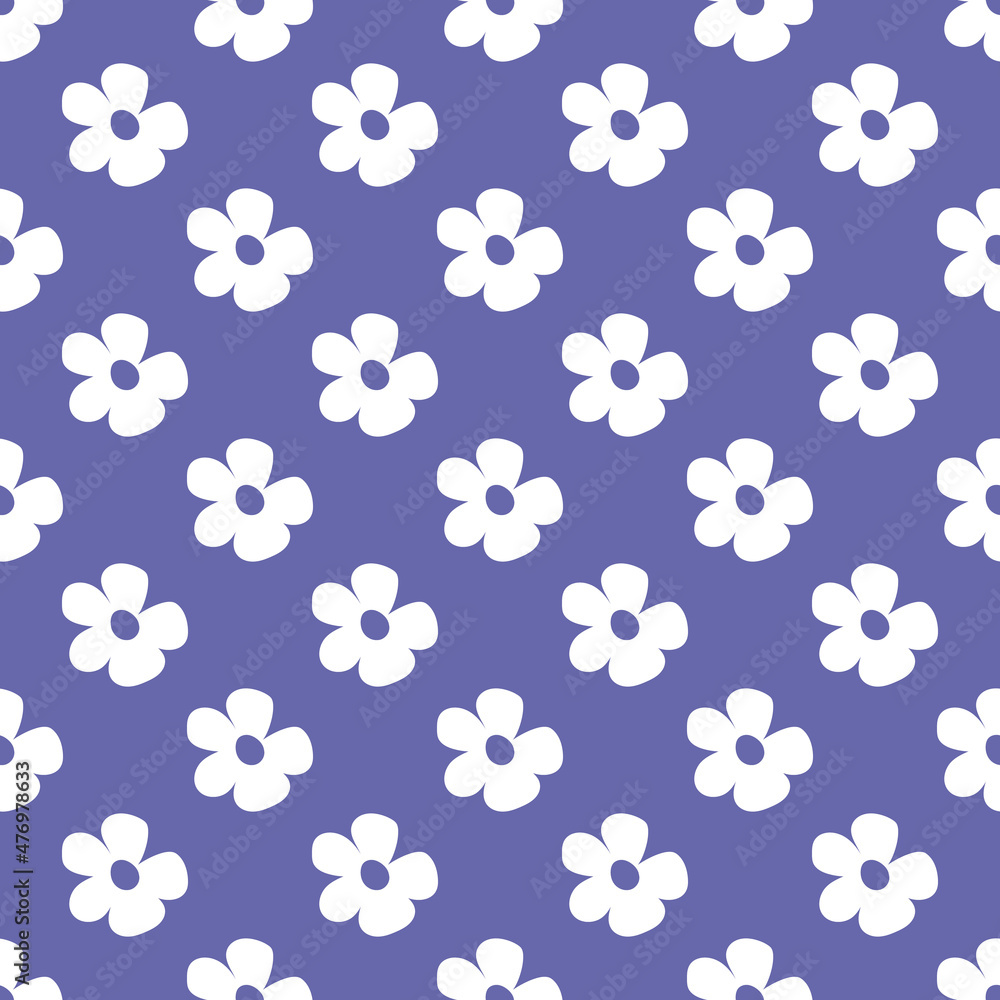 Foto auf Acrylglas mit Nahtloses Muster mit niedlichen Cartoon-Blumen für Stoffdruck, Textil, Geschenkpapier. bunter Vektor für Kinder, flacher Stil auf trendigem Farbhintergrund 2022 #476978633
