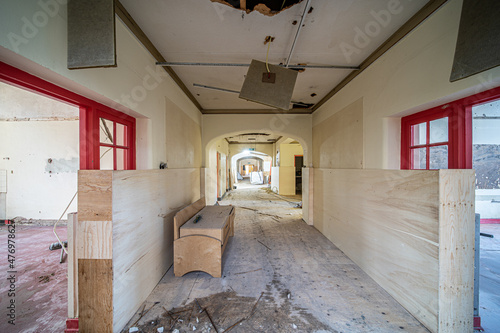 Interior of an old building that is being demolished