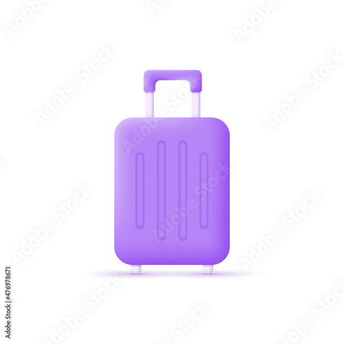 3d travel bag icon isolated on white background. Suitcase. Tourism and travel concept.