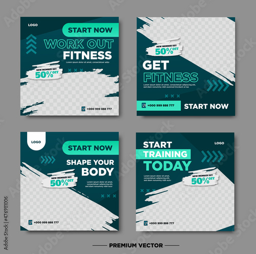 Fitness gym social media post and web banner