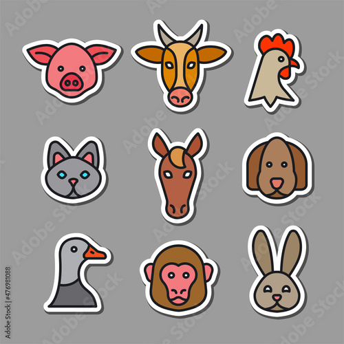 farm animals colorful sickers