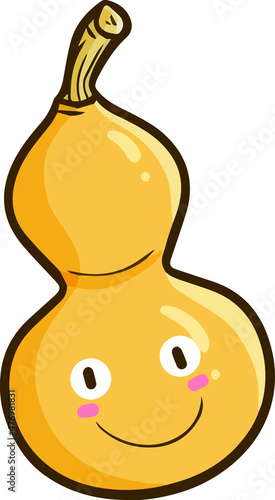 Kawaii calabash cartoon character smiling happily