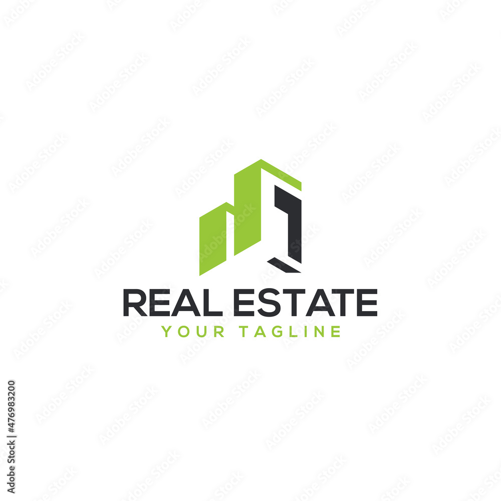 Modern flat simple Real Estate build logo design