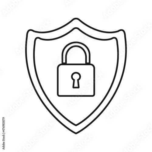 Security with lock thin icon vector illustration