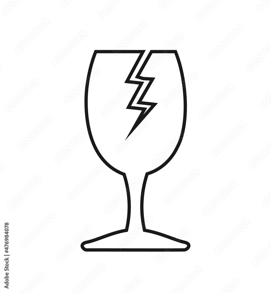 Fragile symbols, thin icon vector illustration Fragile symbols, thin icon vector illustration