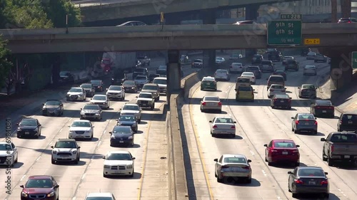 Car POV on highway in Los Angeles in slow motion 120fps