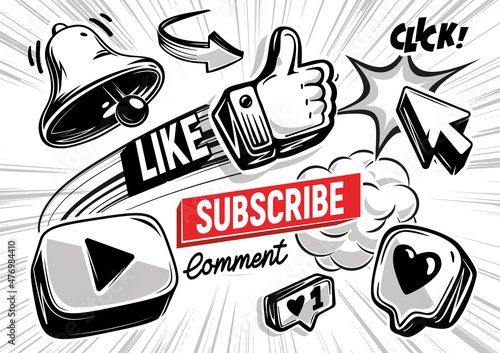 Social media icons in pop art style