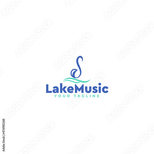 Flat Letter Mark Initial Lake Music Logo design