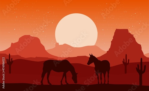 horses in the mountains