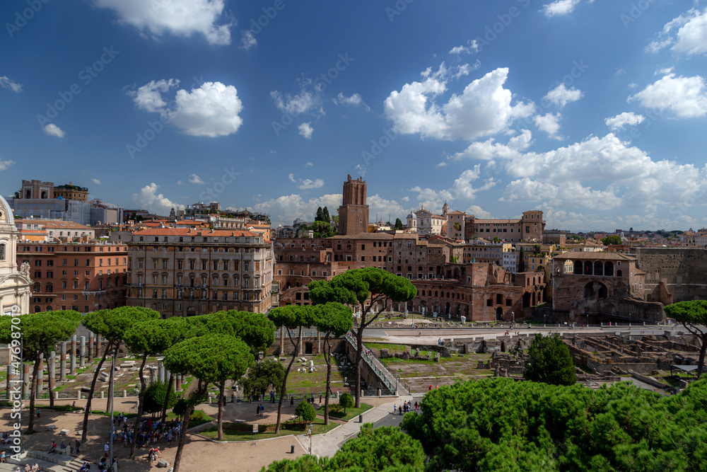 ruins of more, old historical buildings , aerial view of Rome , cityscape photography of Rome Italy 