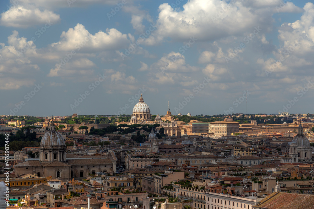 aerial view of Vatican city,  church in Rome Italy 