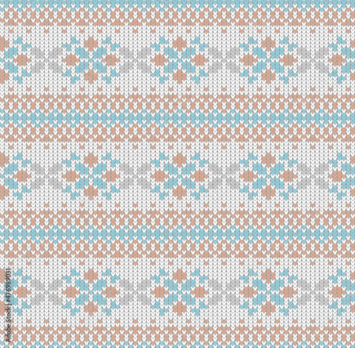Floral abstract pattern, knitted seamless vector pattern