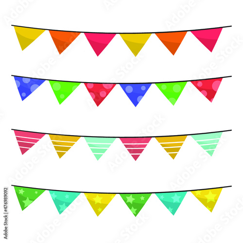 Happy new year colorful flag flat vector illustration