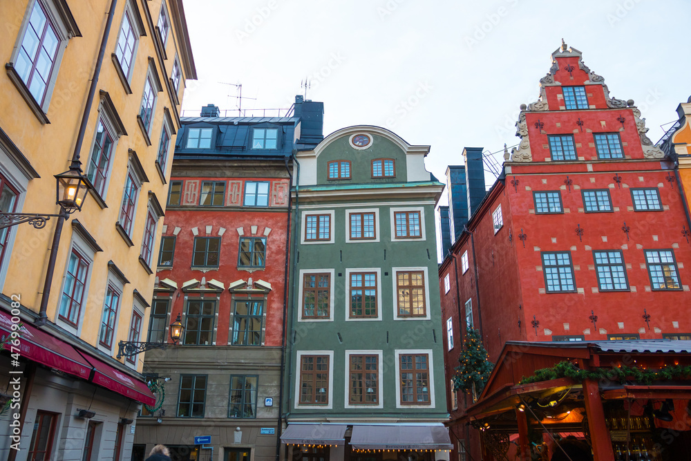 Stockholm, Sweden. Stunning Swedish buildings and architecture in the old town of Gamla Stan