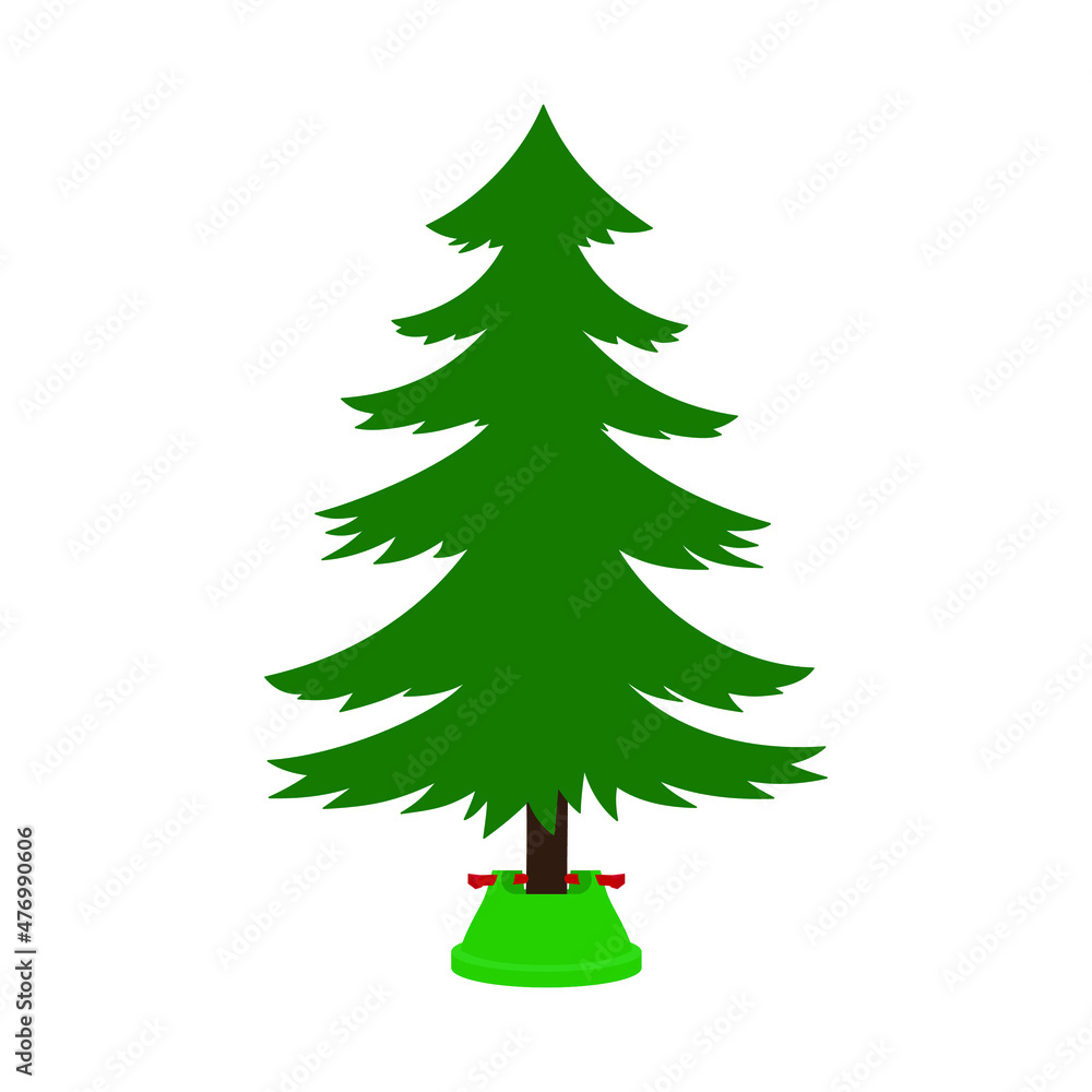 Obraz premium Christmas tree in a floor stand on a white background
