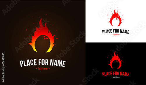 Coconut and flames of fire. Hookah coconut charcoal concept. Logo or emblem template. Vector, illustration