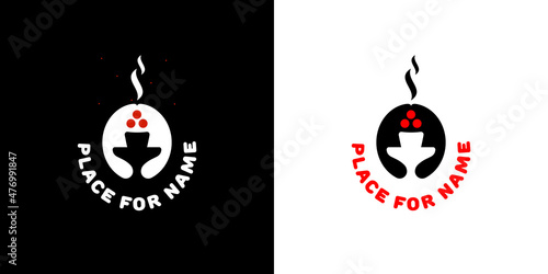 Logo or emblem template, coconut charcoal for hookah. Coconut and charcoal balls. Vector, illustration