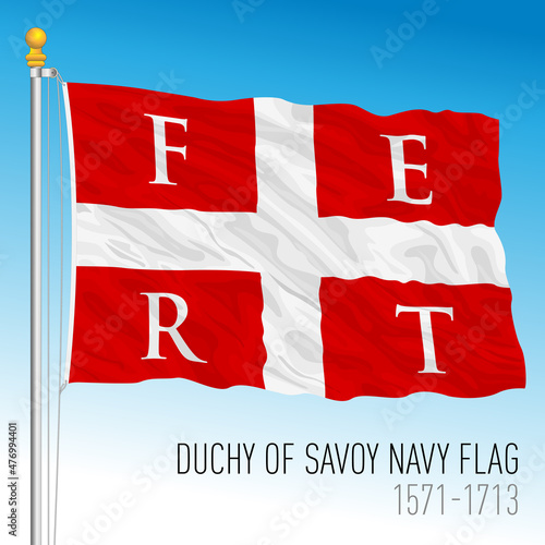 Duchy of Savoy historical navy flag, Italy, ancient preunitary country, 1571 - 1713, vector illustration photo