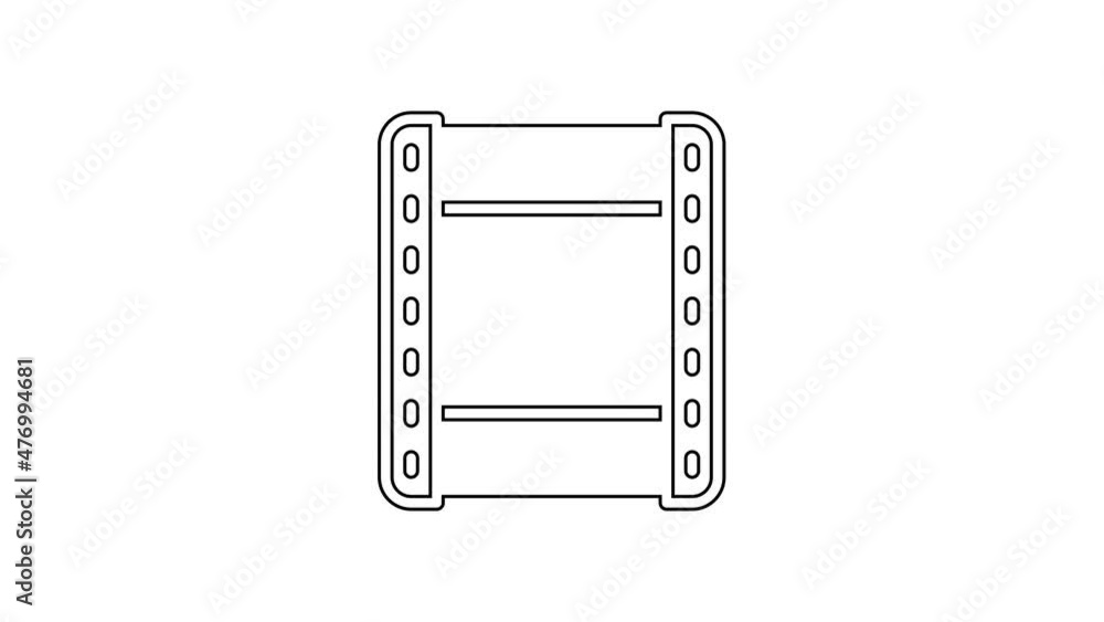 Black line Play video icon isolated on white background. Film strip sign. 4K Video motion graphic animation Black line Play video icon isolated on white background. Film strip sign. 4K Video motion graphic animation